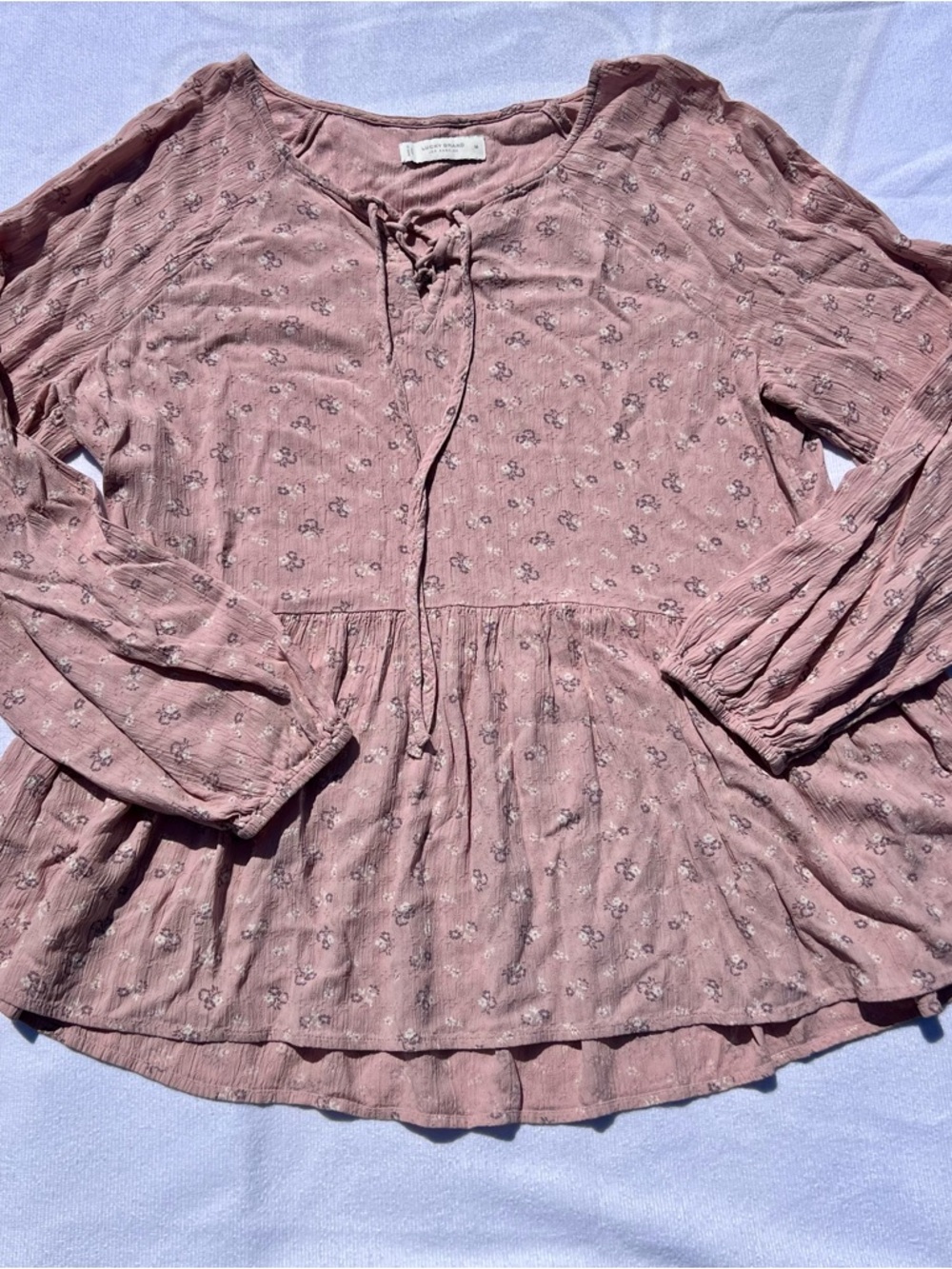 Lucky Brand Mauve Floral Peasant Tunic